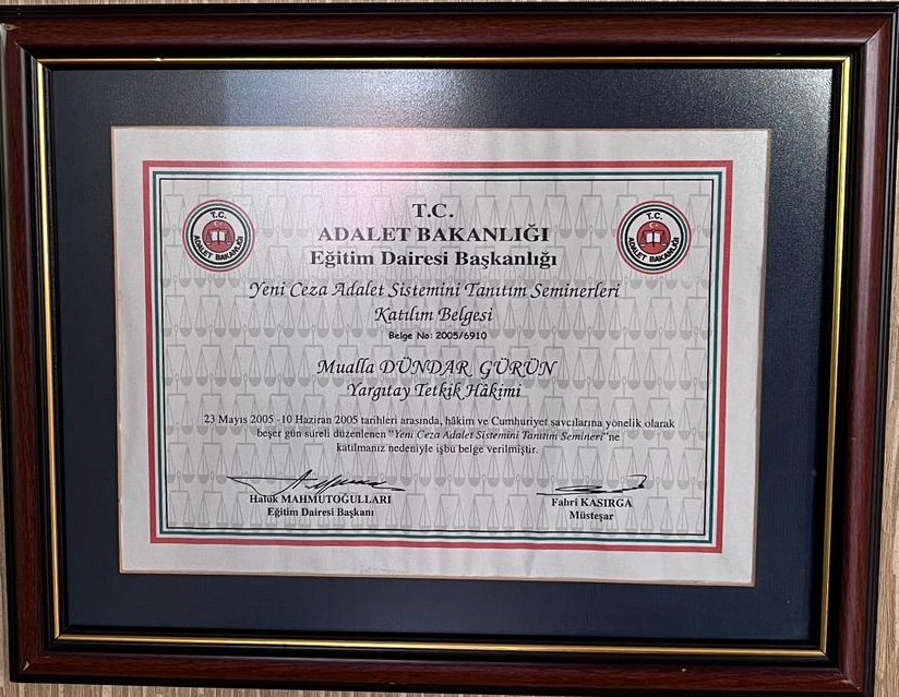 Yeni Ceza Adalet Sistemini Tanıtım Seminerleri Katılım Belgesi
