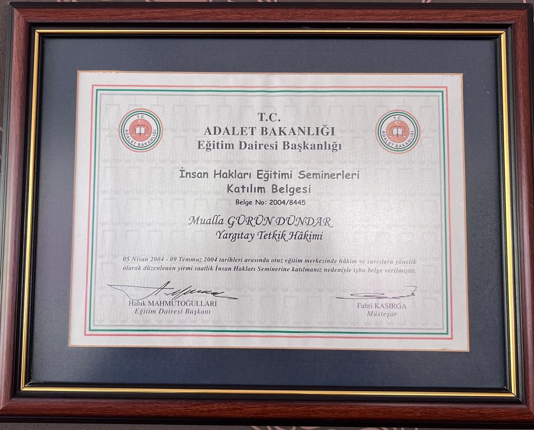 İnsan Hakları Eğitimi Seminerleri Katılım Belgesi