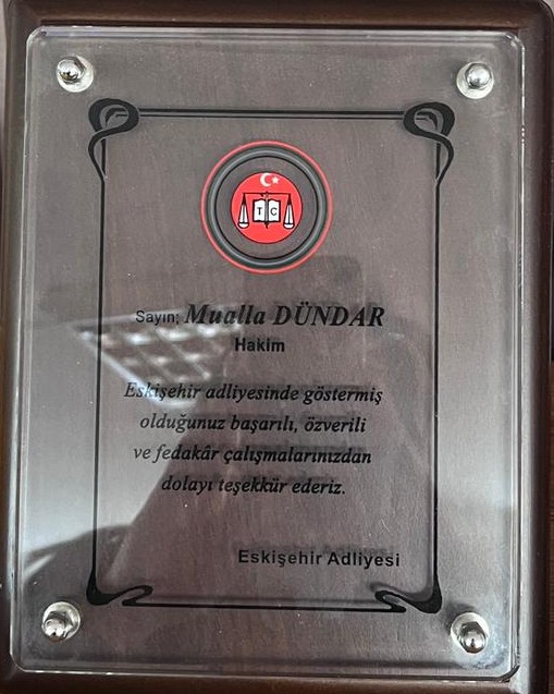 Eskişehir Adliyesi Teşekkür Belgesi